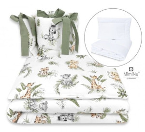 Pościel 5-elementowa do łóżeczka dziecięcego SAFARI ZIELONE MimiNu