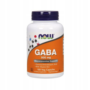 NOW Foods GABA Witamina B6 Kwas Gamma-Aminomasłowy 500mg 100 kapsułek
