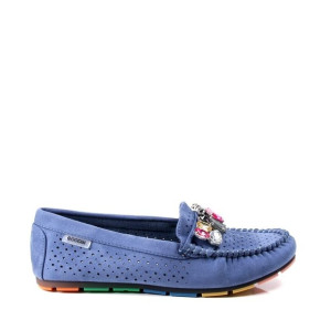Damskie Mokasyny Z Kamieniami Goodin Fl 677 Niebieskie J.blue Zamszowe
