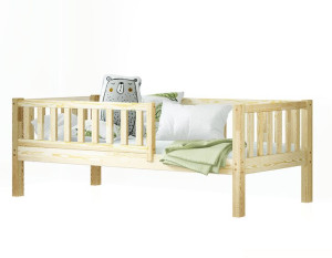 Łóżko dla dziecka lakier sosna 90x180 stelaż barierki płotek LEA nogi 23 cm