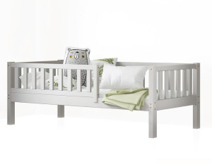 Łóżko dla dziecka szare 90x200 stelaż barierki płotek LEA nogi 23 cm