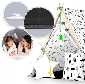 DOMEK dla dzieci TIPI Poduszki LAMPKA LED NAMIOT