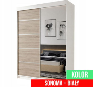 Szafa Przesuwna Z Lustrem 100 Cm 100x200 Sonoma Biała