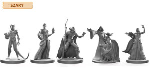 Mistrzowie Magii - Zestaw 5 Szarych Figurek Na Kampanię Rpg 25 Mm