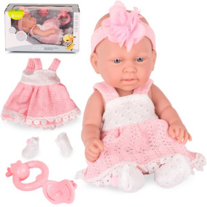 Lalka Bobas Z Akcesoriami, Bobasek Smoczek, Grzechotka Ubranka 25 Cm