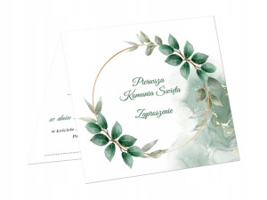 Zaproszenia na I Komunię Świętą 1 szt liście