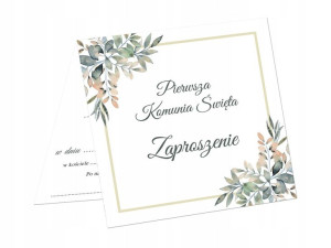 Zaproszenia na I Komunię Świętą 6 szt liście - 2