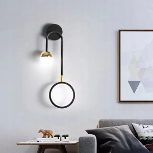Lampa Ścienna Złota Czarna Kinkiet Szklany Kula