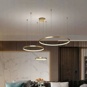 Lampa wisząca ring żyrandol 40+ 60+80 ZŁOTA +PILOT