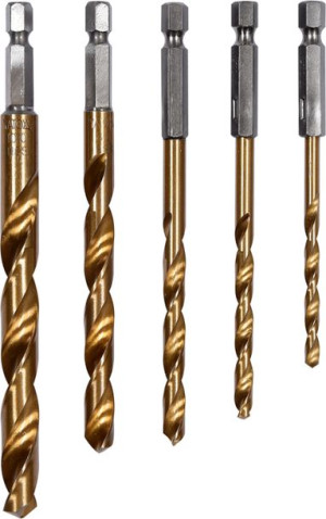 Wiertła Do Met 5szt 4-10mm Hex Tytanowa Powłoka