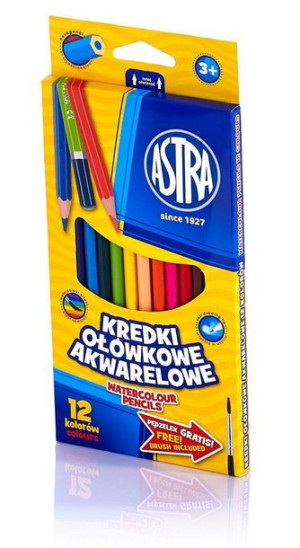 Kredki ołówkowe akwarelowe 12 ASTRA