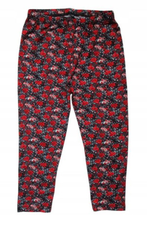 Legginsy getry 3/4 rybaczki kwiaty czerwone 122