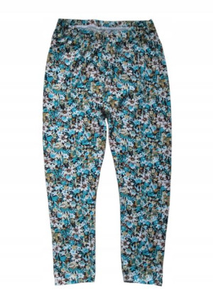 Legginsy getry 3/4 rybaczki kwiaty turkusowe 116
