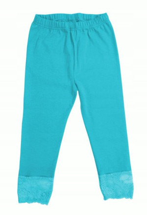 Legginsy getry 3/4 z koronką bawełniane 110 turkus