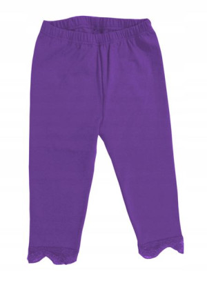 Legginsy getry 3/4 z koronką bawełniane 134 fiolet
