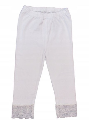 Legginsy getry leginsy 3/4 z koronką 128 białe