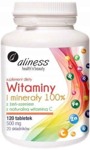 WITAMINY I MINERAŁY A B C D E Biotyna Cynk Aliness
