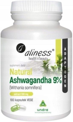 Ashwagandha 600mg MOCNY EKSTRAKT 9% Aliness 100k