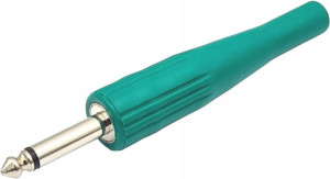 Wtyk Jack 6,3 mono nikiel na kabel zielony guma