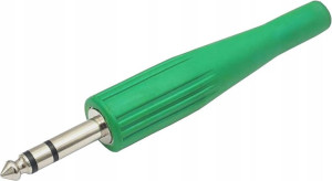 Wtyk Jack 6,3 stereo nikiel na kabel zielony guma