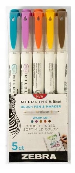 Marker Mildliner Brush Warm 5 kolorów Zebra/Fandy