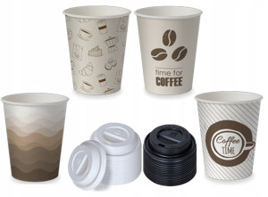 Kubki Papierowe Do Kawy 250ml Ct + Wieczka 100 Szt