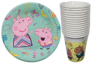 Papierowe Talerzyki 15 szt. i Kubki 15 szt. ŚWINKA PEPPA - zestaw 30 elem.