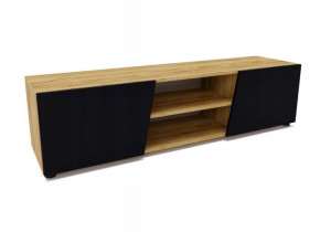 Szafka RTV ELEGANCKA 160 cm dąb/czarna LAMINAT