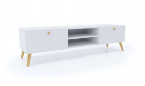 Szafka RTV ELEGANCKA 140 cm biała SKANDI Styl