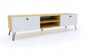 Szafka RTV ELEGANCKA 180 cm dąb/biała LOFT Komoda