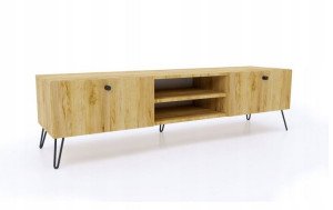 Szafka RTV ELEGANCKA 180 cm dąb złoty LOFT Komoda