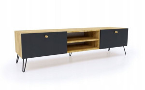 Szafka RTV ELEGANCKA 160 cm dąb/czarna LOFT Komoda