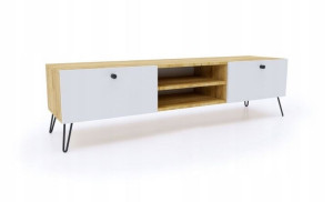 Szafka RTV ELEGANCKA 140 cm dąb/biała LOFT Komoda