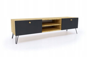 Szafka RTV ELEGANCKA 140 cm dąb/czarna LOFT Komoda