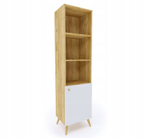 WITRYNA Szafka 50 x 195 cm dąb/biały SKANDI Styl