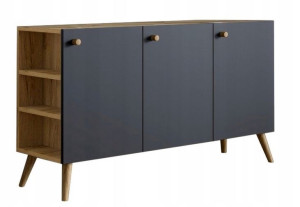 KOMODA Szafka 120 cm dąb/czarna SKANDI Prawa/Lewa