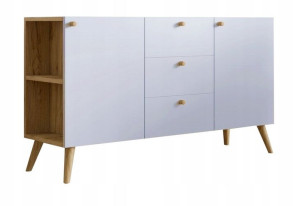 KOMODA Szafka 120 cm dąb/biała SKANDI Prawa/Lewa