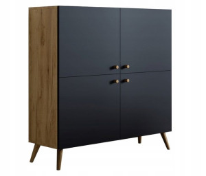 KOMODA Szafka 110 x 116 cm dąb/czarna SKANDI Styl