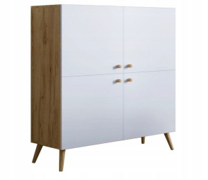 KOMODA Szafka 110 x 116 cm dąb/biała SKANDI Styl