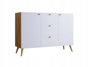 KOMODA Szafka 120 cm DUŻA dąb/biała 3 SZUFLADY