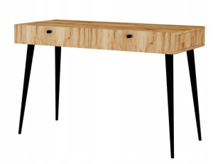 BIURKO 120 cm dąb złoty DREWNIANE nogi 2 SZUFLADY