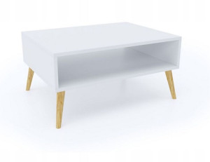 STOLIK Kawowy z półką 80 x 60 cm SKANDI Styl biały