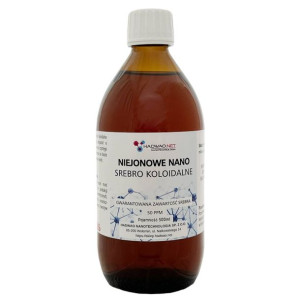 Niejonowe nano srebro koloidalne Ag 50 ppm, 500 ml