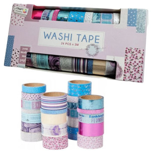 Taśma Dekoracyjna WASHI TAPE zestaw taśm 24 szt. x 3m (wzór z1)