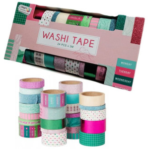 Taśma Dekoracyjna WASHI TAPE zestaw taśm 24 szt. x 3m (wzór z2)