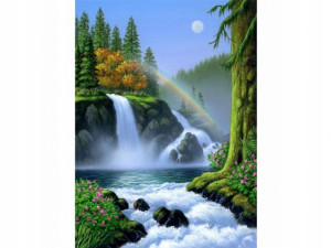 HAFT Diamentowy MOZAIKA WODOSPAD 30x40cm Zestaw 5D