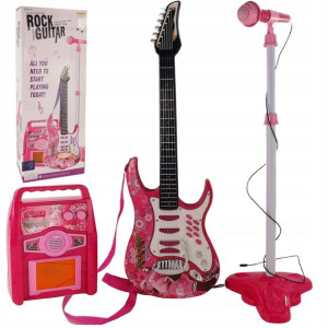 GITARA ze wzmacniaczem do NAUKI +Mikrofon i statyw
