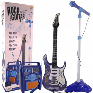 GITARA ze wzmacniaczem do NAUKI +Mikrofon i statyw