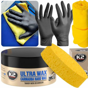 K2 Ultra Wax 250g Wosk Samochodowy Carnauba Zestaw