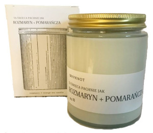 Ręcznie robiona świeca sojowa ROZMARYN + POMARAŃCZA 300 ml